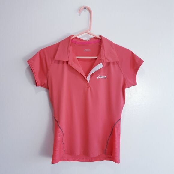 Asics Pink Lapeled Short Sleeve Athletic Shirt - Picture 5 of 7
